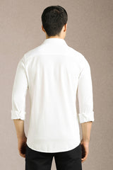 Men's White Casual Solid Slim Fit Full Sleeves Shirt
