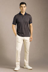 Men's Blue Casual Printed Slim Fit Half Sleeves Polo Tshirt