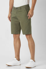 Men's Green Casual Solid Regular Fit Shorts