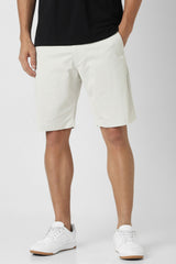 Men's White Casual Solid Regular Fit Shorts