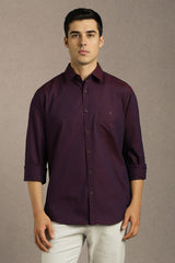 Men's Maroon Casual Solid Slim Fit Full Sleeves Shirt