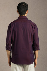 Men's Maroon Casual Solid Slim Fit Full Sleeves Shirt