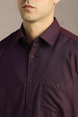 Men's Maroon Casual Solid Slim Fit Full Sleeves Shirt