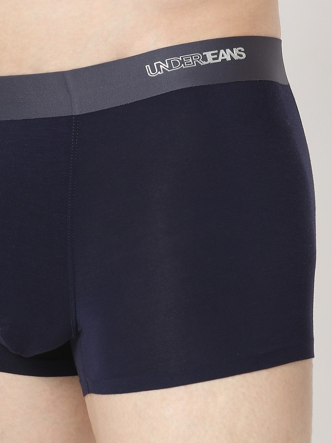 Men's Navy Mid-Rise Solid Trunk