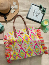 Women's Multicolor Citrus Burst Ruffle Beach Tote