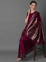 Women's Silk Blend Pink Woven Design Celebrity Saree with Blouse Piece