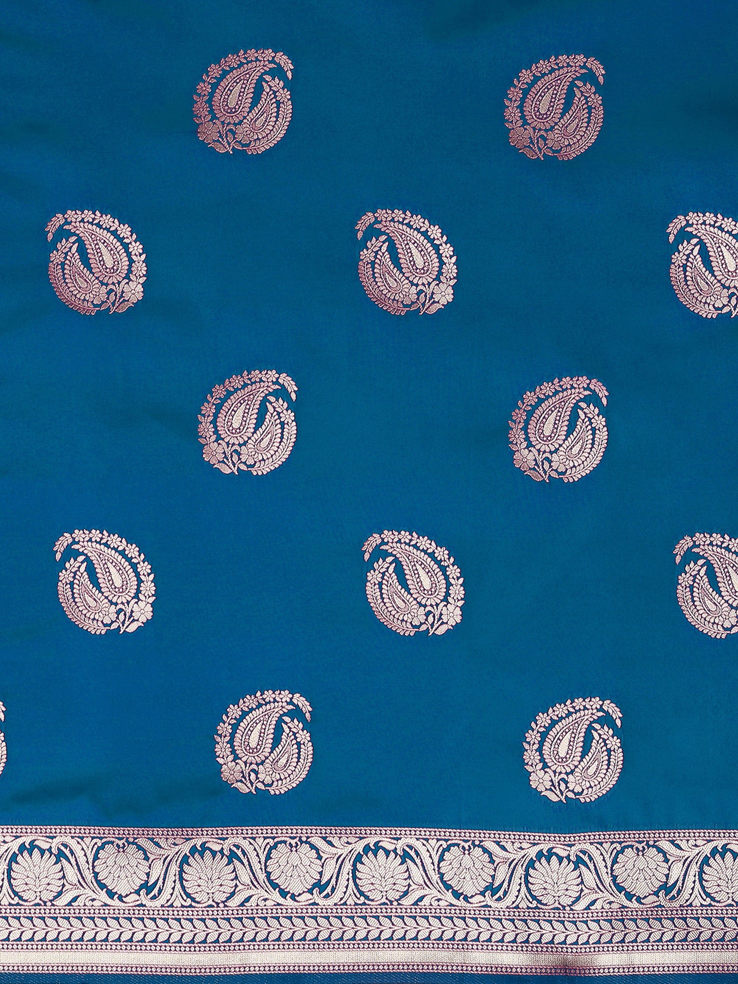 Women's Silk Blend Blue Woven Design Celebrity Saree with Blouse Piece