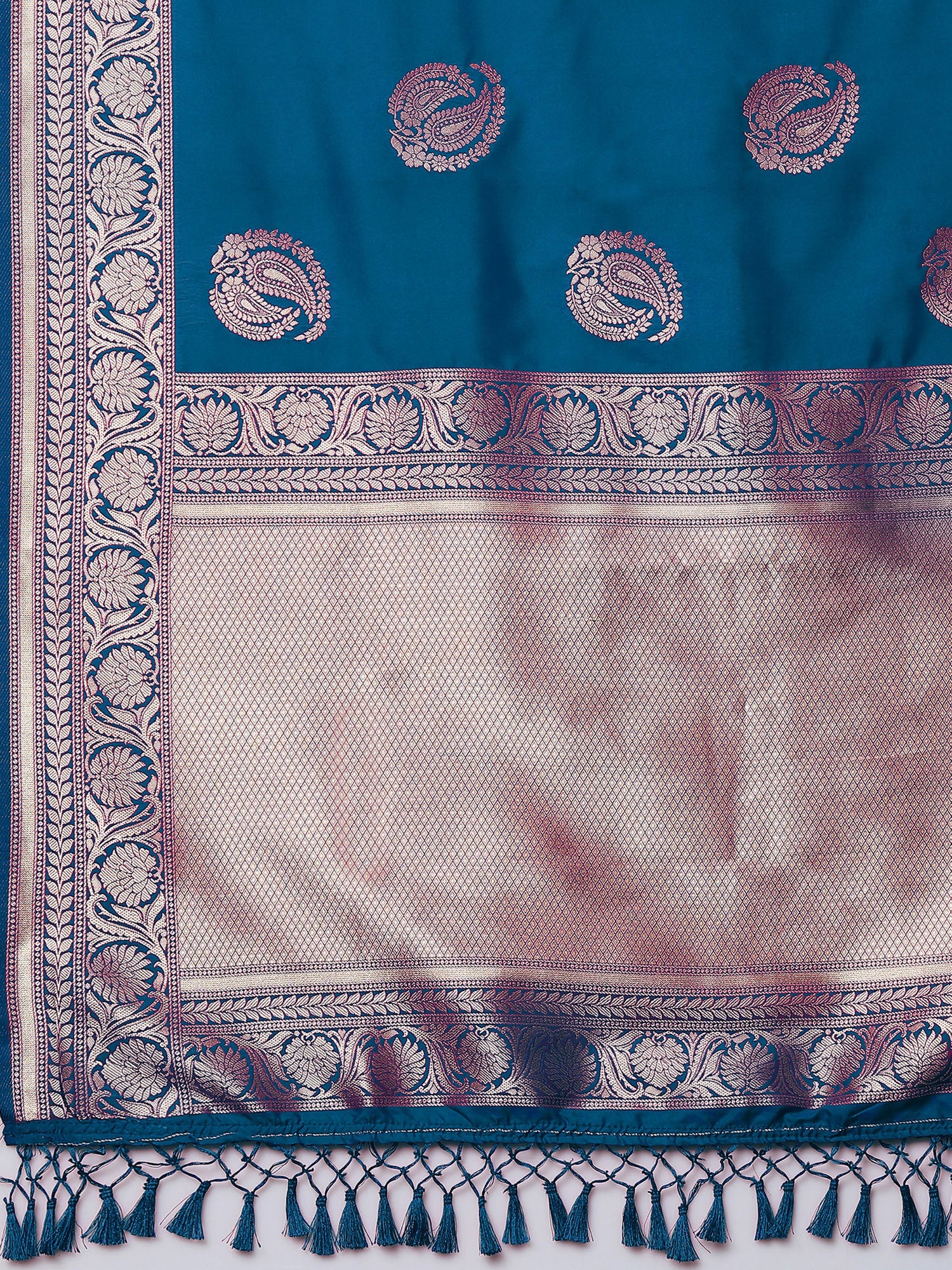 Women's Silk Blend Blue Woven Design Celebrity Saree with Blouse Piece