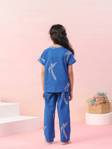 Girls Blue Daily Half Sleeves Clothing Set