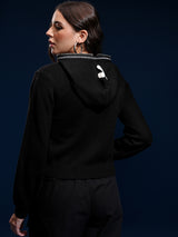 Women's Black Casual Solid Full Sleeves Sweater