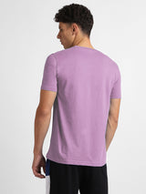 Men's Purple Half Sleeves Graphic Printed Cotton Tshirt