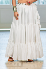 Women's White Solid Festive Wear Ghaghra