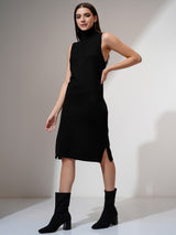 Women's Black Casual Solid Sleeveless Sweater