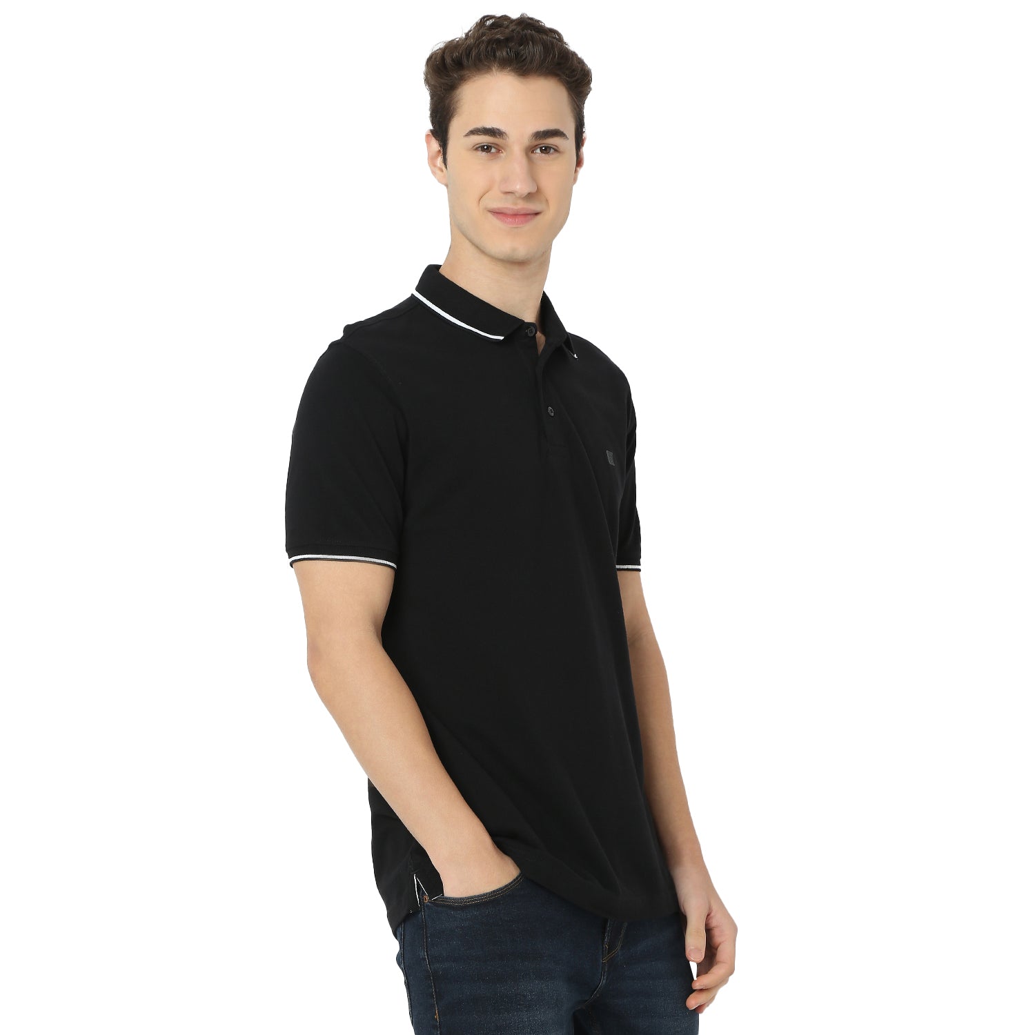 Men's Black Casual Slim Fit Solid Tshirt