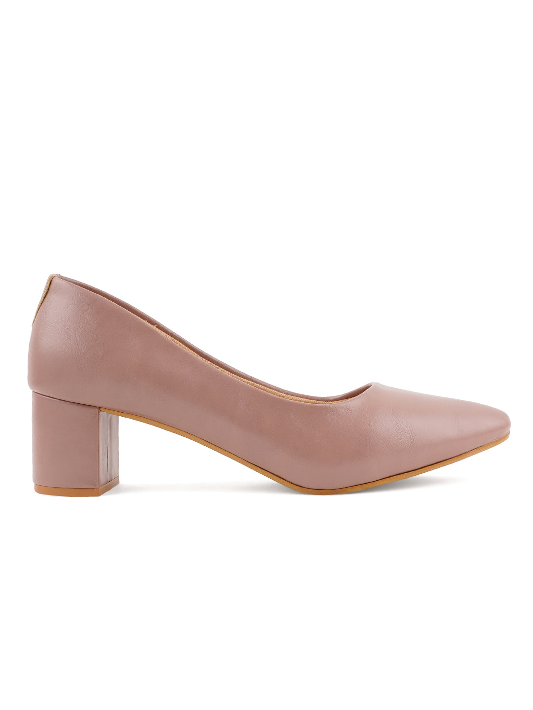Women's Peach Casual Slip-On Heels