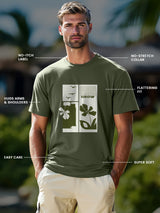 Men's Green Half Sleeves Graphic Printed Cotton Tshirt