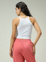 Women's White Casual Fitted Solid Top