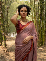 Women's Red Slub Saree