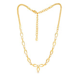 Women's Gold Plated Oval Loops Necklace Set with White Crystals