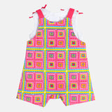 Girls Pink Casual Regular Fit Printed Sleeveless Dress