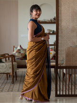 Women's Yellow Cotton Blend Saree