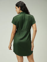 Women's Green Casual Relaxed Fit Solid Dress