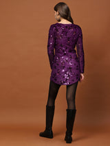 Women's Purple Sequin Mini Party Dress