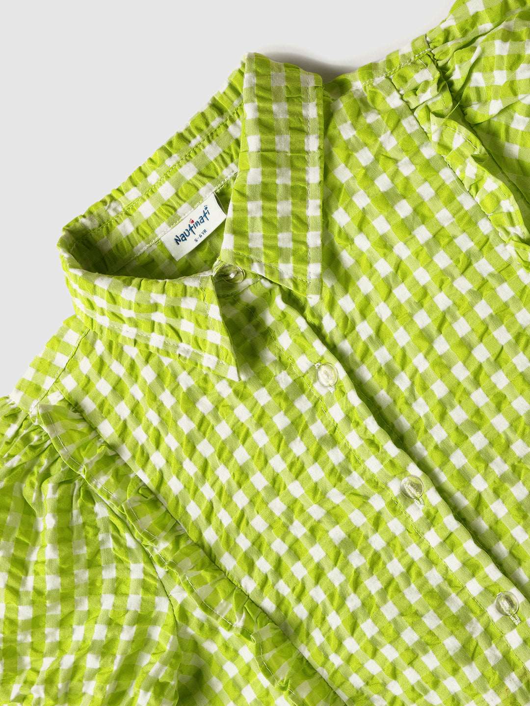 Girls Green Gingham Checkered Top