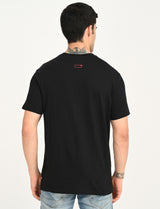Mens Black Casual Regular Fit Solid Half Sleeves Tshirt