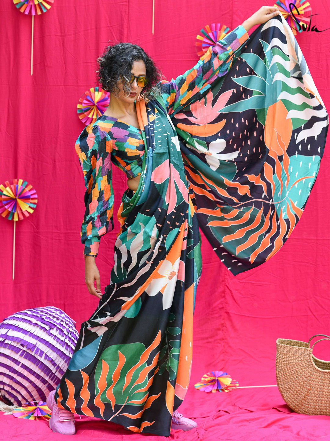 Women's Multicolor Modal Viscose Saree