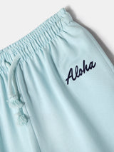 Girls Blue Lightweight Terry Cotton Lilo Print Trackpant