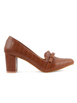Women's Brown Casual Slip-On Heels