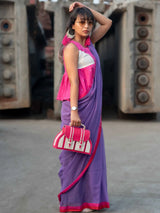 Women's Purple Cotton Saree