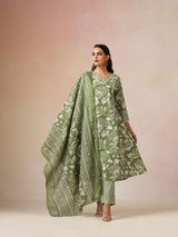 Women's Green Festive Printed Kurta Set
