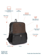 Women's Brown Vegan Leather Finish Casual Backpack - 17.5L