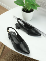 Women's Texchted Pointed Toe Block Heel Pump