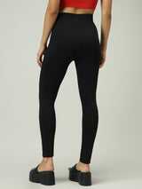 Women's Black Criss Cross Waistband Leggings