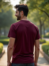 Men's Maroon Half Sleeves Graphic Printed Cotton Tshirt