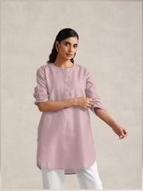 Women's Pink Cotton Blend Short Kurta