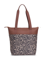 Women's Black Vegan Leather Finish Tote Bag - 15.5L