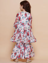 Girls Floral Printed Empire A-Line Kurta with Sharara