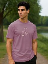 Men's Purple Half Sleeves Graphic Printed Cotton Tshirt