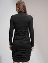 Women's Black Party Bodycon Ruched Mini Dress