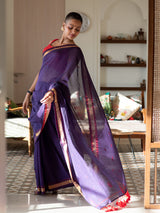 Women's Purple Pure Cotton Saree