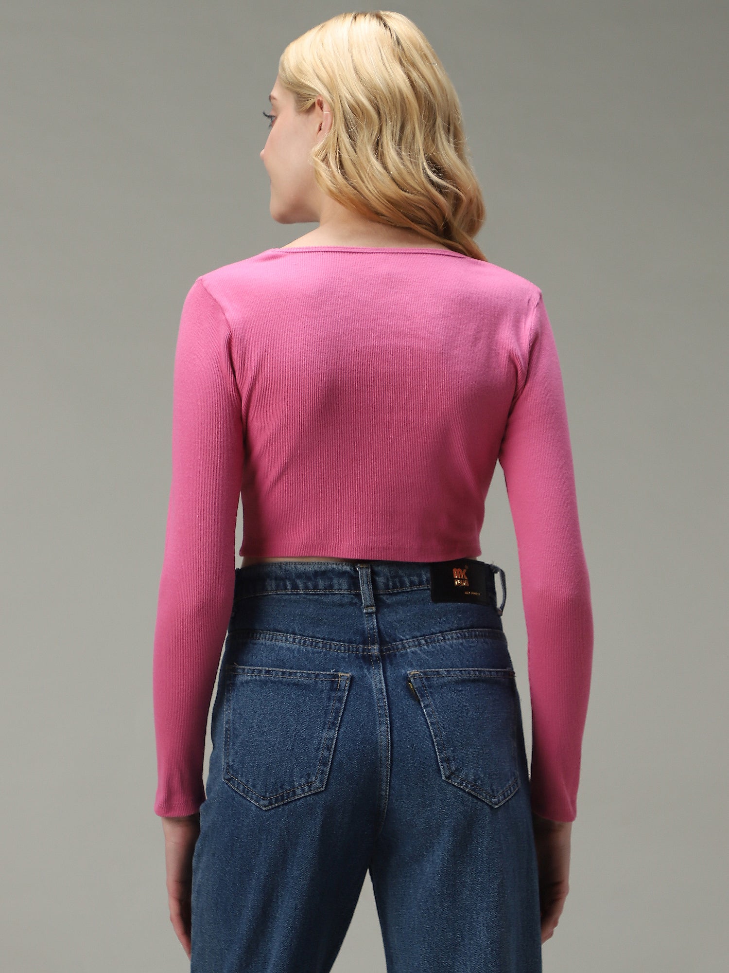 Women's Pink Casual Slim Fit Solid Top