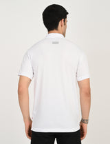 Mens White Casual Regular Fit Solid Half Sleeves Polo Tshirt