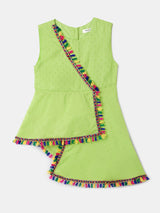Girls Green Cotton Ethnic Festive Co-ords Set