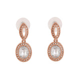 Women's Rose Gold Plated Sparkling Drop Earrings with White Crystals