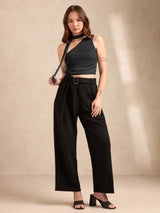 Women's Black Polka Dot One Shoulder Top