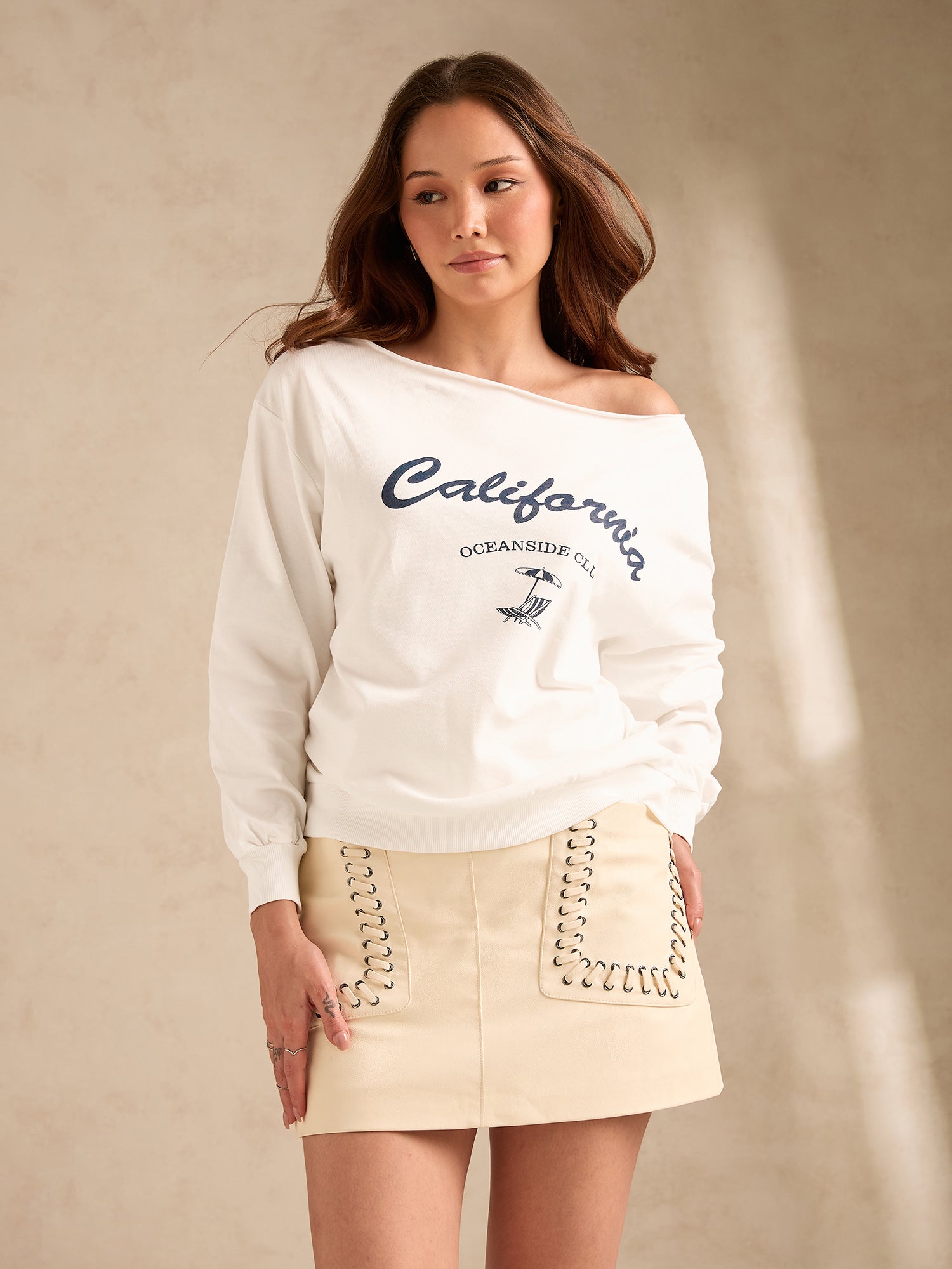 Women's Off White Varsity Graphic Sweatshirt